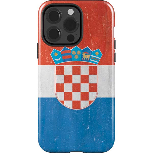 Croatia Flag Distressed iPhone 15 Pro Impact Case